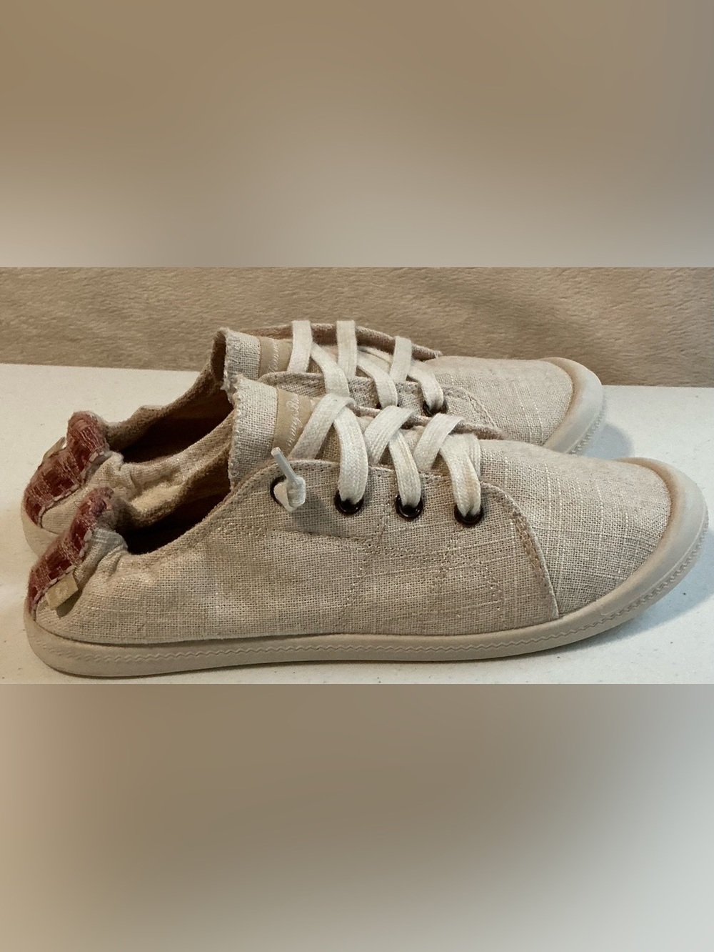 Tommy Bahama Canvas Slip On Sneakers Tan Beige Size 7.5